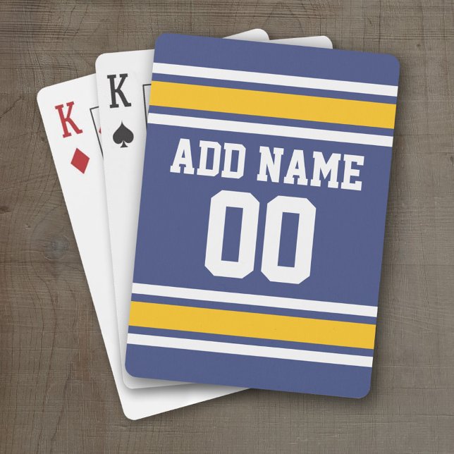 Sports Team Jersey with Custom Name and Number Playing Cards (Personalized Playing Cards - Sports Jersey Design)