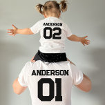 Sports Team Name Number Child Father Matching T-Shirt<br><div class="desc">Customizable design with a sports team or last name with a number for matching outfits for a father and a child. Find a matching father's shirt in my collection "Daddy and Me Matching Designs and Dad Gifts".</div>