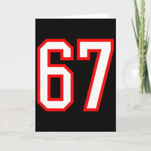 Sports Team Number #67 White Red Varsity Number 67 Card