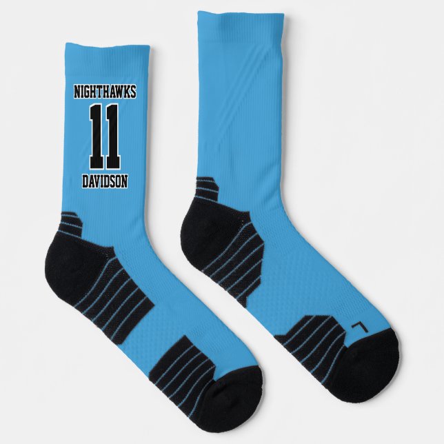Sports Team Number Name Light Blue Soccer Socks (Right)