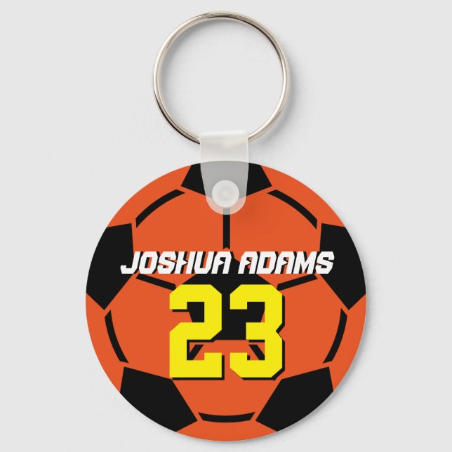 Sports Team Orange Soccer Ball Keychain (Front)