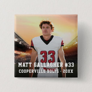Sports Team Player Square Photo Button