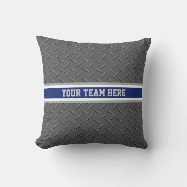 Sports Team Pride - Blue, White & Grey Metal Throw Throw Pillow (Front)