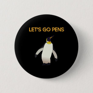 Sports Tee#39;s Lets Go Pens Funny Hockey Penguins 2 Inch Round Button