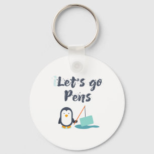 Sports Tee#39;s Lets Go Pens Funny Hockey Penguins Keychain
