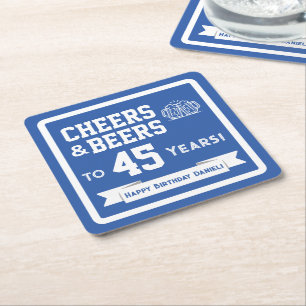 Sports Theme Beers and Cheers Birthday Party Square Paper Coaster