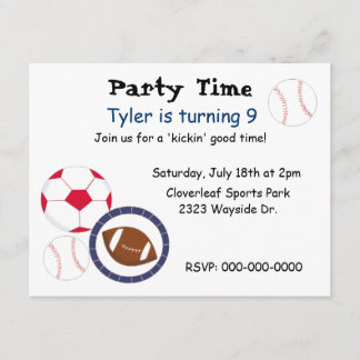 Sports Theme Birthday Party Invitation