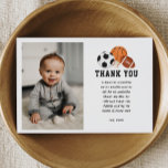Sports Theme Born 2 Ball Boy Birthday Party Photo Thank You Card<br><div class="desc">Sports Theme Born 2 Ball Boy Birthday Party Photo Thank You Cards</div>
