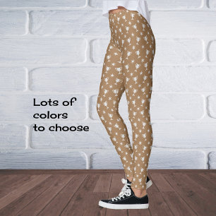 Sports theme trophy stars symbol pattern brown leggings