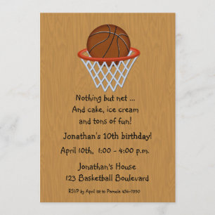 Sports Themed Basketball Net Ball Birthday Invitation