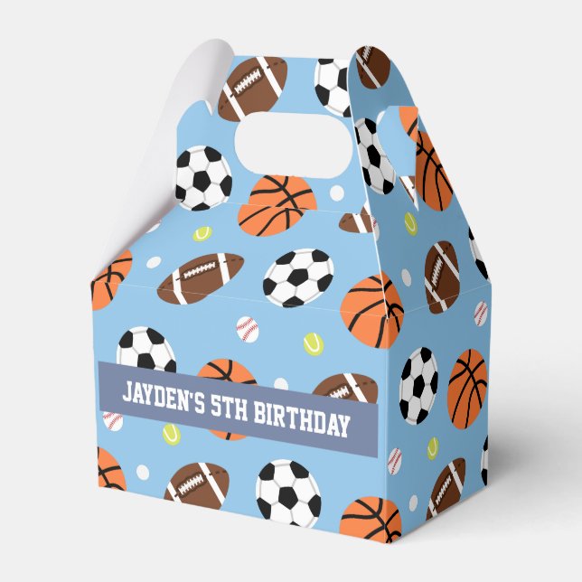 Sports Themed Boys Birthday Party Supplies Favor Box (Front Side)