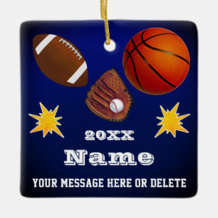 Sports Themed Christmas Ornaments, CUSTOMIZABLE Ceramic Ornament