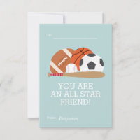 Sports-Themed Kids Classroom Valentines