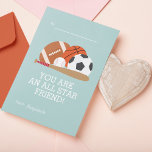 Sports-Themed Kids Classroom Valentines Note Card<br><div class="desc">Cute and fun children's Valentine's Day cards.</div>