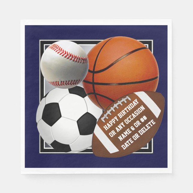 Sports Themed Party Ideas for Kids and Adults Napkin (Front)