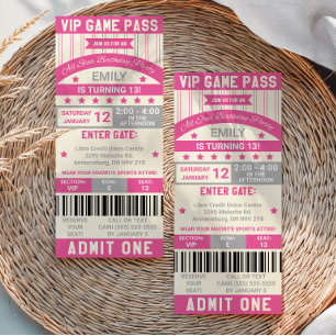 Sports Themed Ticket Birthday Invitation