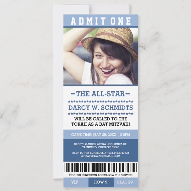 Sports Ticket Bat Mitzvah Invites (Front)