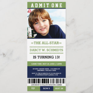 Sports Ticket Birthday Party Invites
