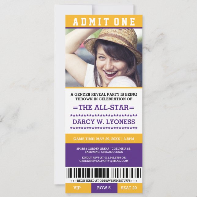 Sports Ticket Gender Reveal Party Invites (Front)