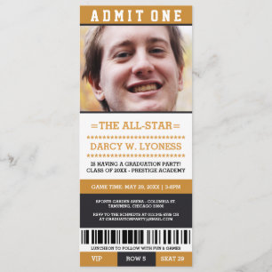 Sports Ticket Graduation Party Invites