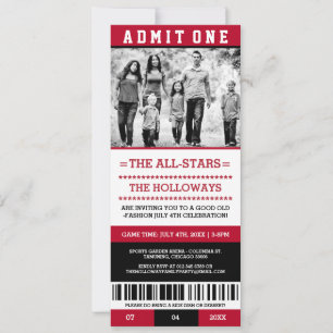 Sports Ticket July 4th Invites