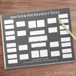 Sports Tournament Bracket - 16 Teams - Grey Notepad<br><div class="desc">Add the tournament title or the name or your office pool. Keep track of the soccer or basketball championship in style. This bracket starts with 16 teams. Other configurations available.</div>