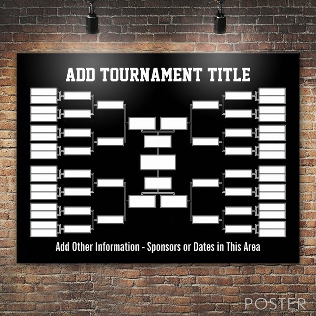Sports Tournament Bracket black Poster (Custom Poster)