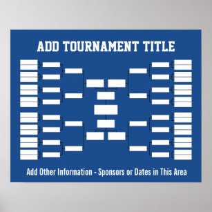 Sports Tournament Bracket - Blue 32 teams Poster