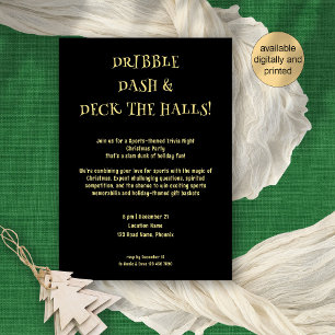 Sports Trivia Theme Gold Black Christmas Party  Invitation