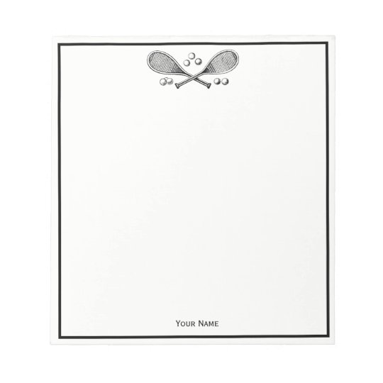 Sports Vintage Crossed Tennis Rackets Tennis Balls Notepad