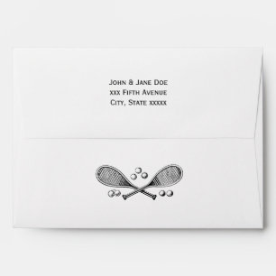 Sports Vintage Crossed Tennis Racquet Tennis Balls Envelopes