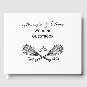 Sports Vintage Crossed Tennis Racquet Tennis Balls Guest Book