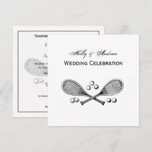 Sports Vintage Crossed Tennis Racquet Tennis Balls Invitation