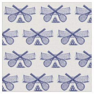 Sports Vintage Tennis Net, Crossed Racquets Blue Fabric