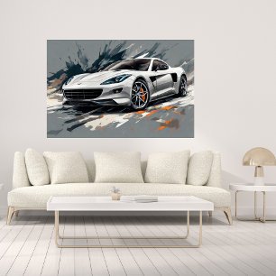 Sports Voiture Blanc Art Moderne Poster