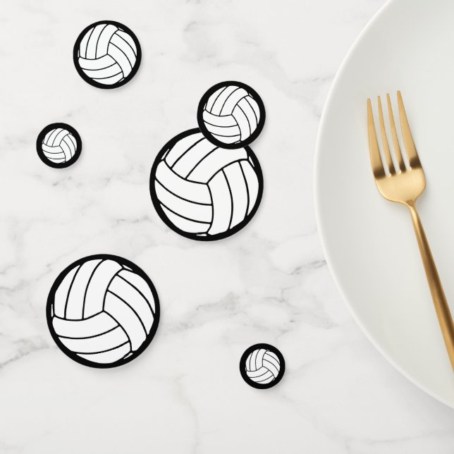 Sports Volleyball Balls on Black Confetti (Group)