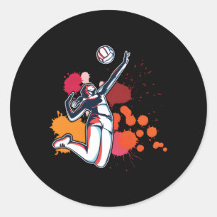 Sports Volleyball Player Classic Round Sticker