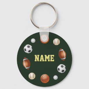 Sports World Personalized Keychain - Green