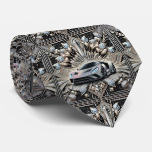 Sportscar Sports Car Art Deco Necktie
