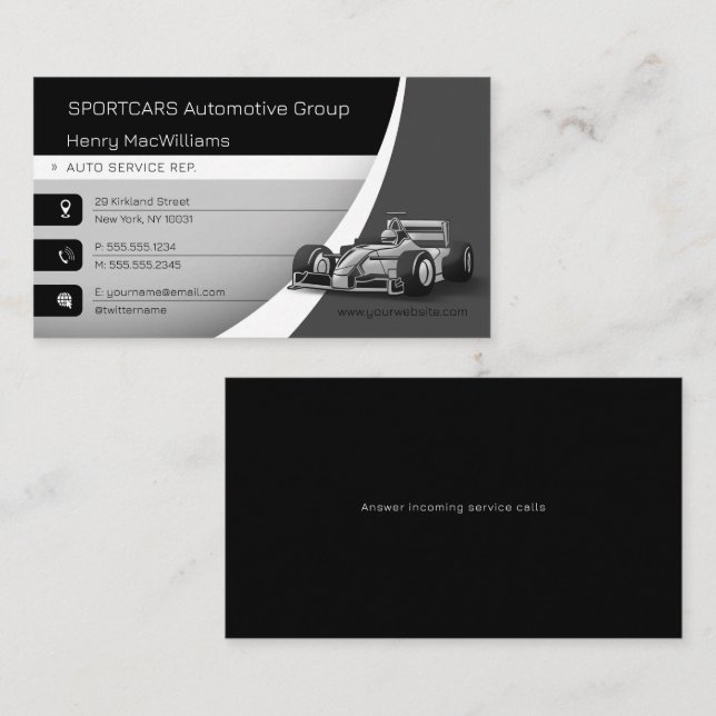 Sportscars | Auto service Business Card (Front/Back)