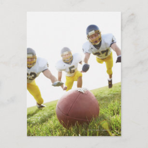 sportsmen playing with a rugby ball postcard