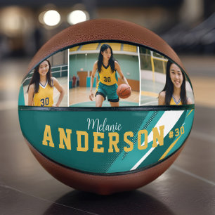 Sporty 3 Photo Collage Player Name & Team Number Basketball