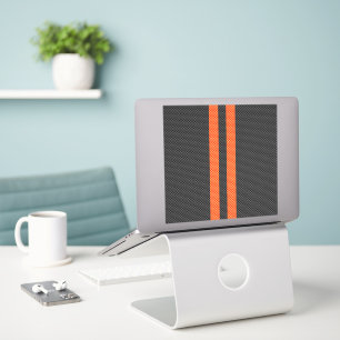 Sporty Accent Orange Stripes Carbon Style Print