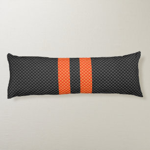 Sporty Accent Orange Stripes Carbon Style Print Body Pillow
