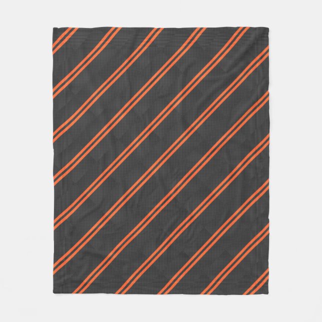 Sporty Accent Orange Stripes Carbon Style Print Fleece Blanket (Front)