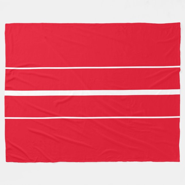 Sporty Athletic Bright Red White Racing Stripes  Fleece Blanket (Front (Horizontal))