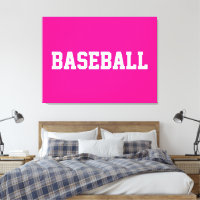 Sporty Athletic White BASEBALL Text On Bright Pink