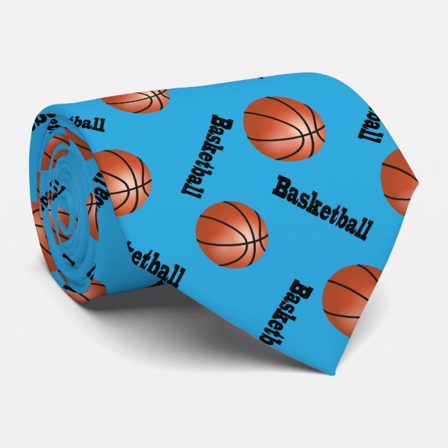 Sporty Baby Blue Background | Basketball Tie (Rolled)