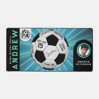 Sporty Birthday Gift For Boys   | Custom Soccer Desk Mat