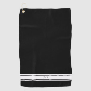 Sporty Black Monogram Golf Towel